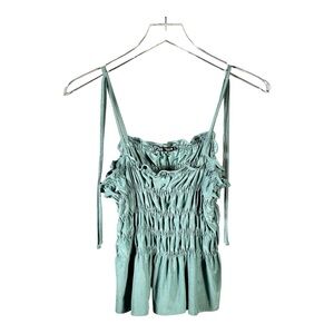 Zara Ruffle Tube Top Tank Sea Green Size L